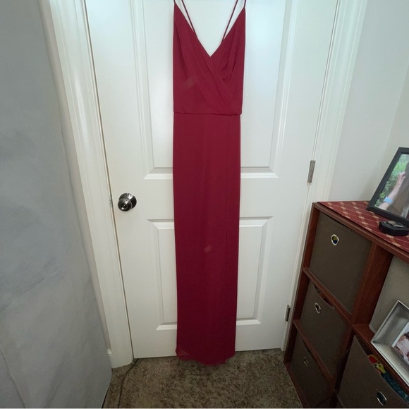 Dessy Collection Thread Criss Cross Back Mermaid Wrap Dress Sz 4 - Picture 3 of 16